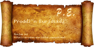 Prodán Euridiké névjegykártya